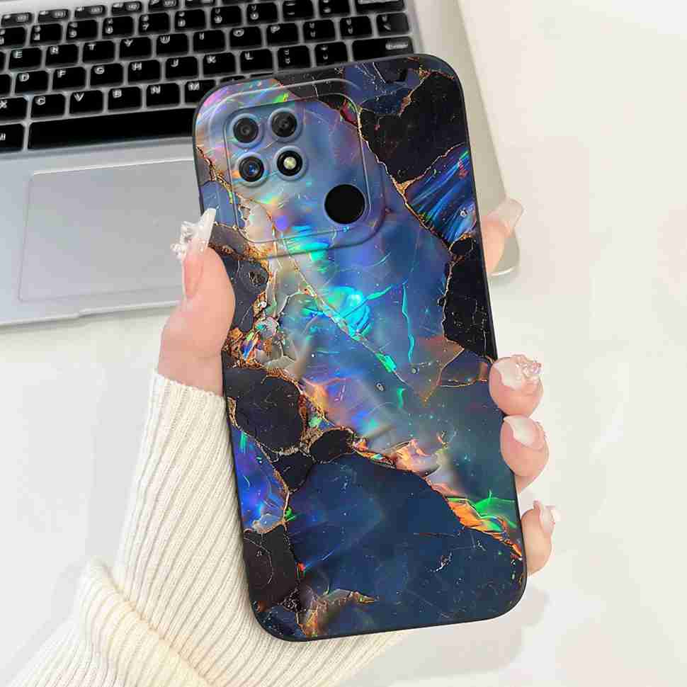 For Realme Narzo 50A Case RMX3430 Colorful Flowers Soft Silicone Cover For Oppo Realme Narzo50a 6.51" Fashion Protective Shell