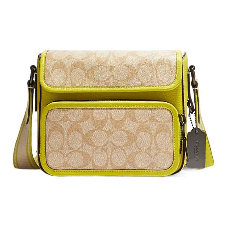 

Новая многофункциональная сумка через плечо COACH Sullivan из канвы, сумка кроссбоди, обычная, мужская, лимонная и хаки, CJ591-QBVRE 20.1*8.9*17.0CM