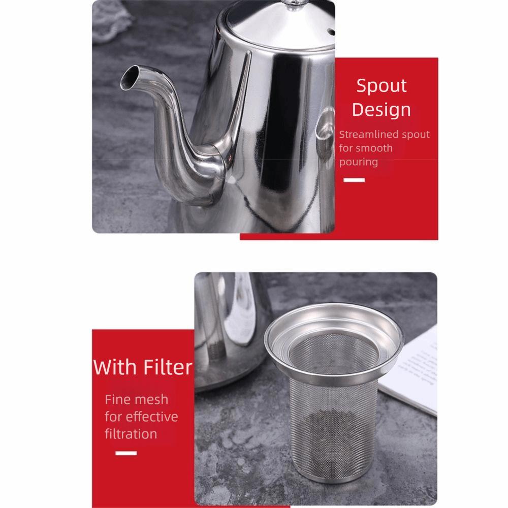 with Lid Tea Pot With Filter Removable Water Kettle With Strainer Stovetop Safe