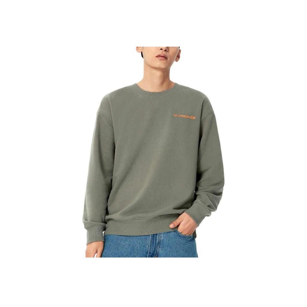 Levis Letter Design Vintage Locker Geschnitten Langarm Sweatshirt Herren Sweatshirt Grün A9359-0000