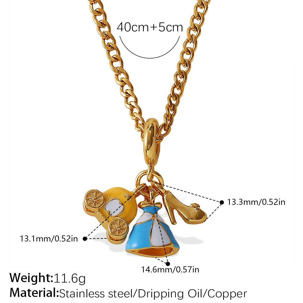 Retro Style Cartoon DIY High Heels Pendant Necklace Stainless Steel Gold-plated Premium Versatile Jewelry Women