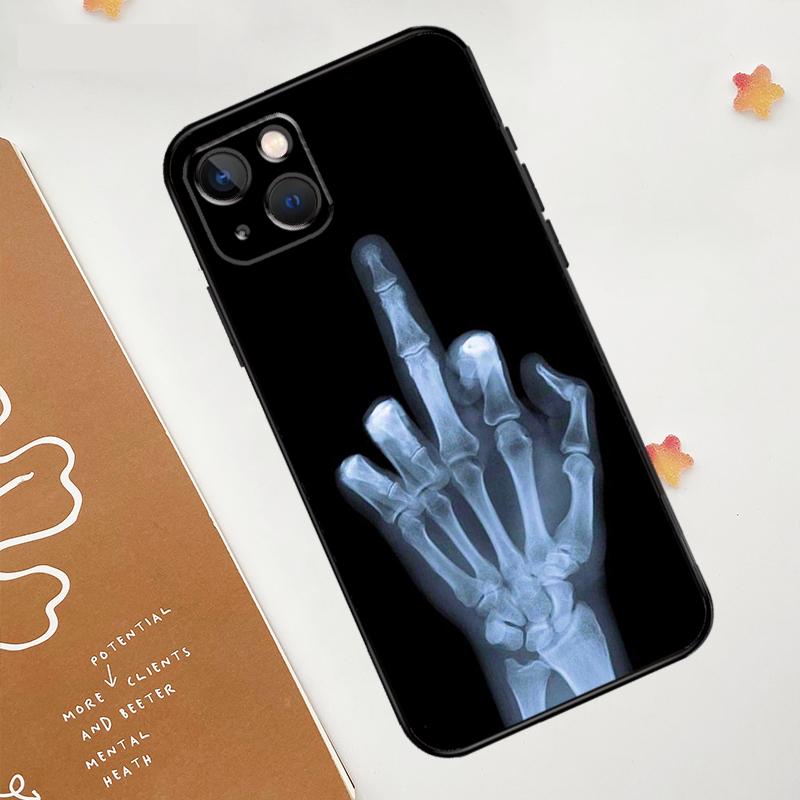 Middle Finger Skeleton Skull Bone Case For Apple iPhone 16 15 14 12 11 13 Pro Max Mini XR 15 16 Plus 16e Protective Cover