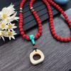 Retro Fashion Ethnic Style Camel Bone Cinnabar Pendant Personalized Necklace Couple Long Simple Sweater Chain with Accessories