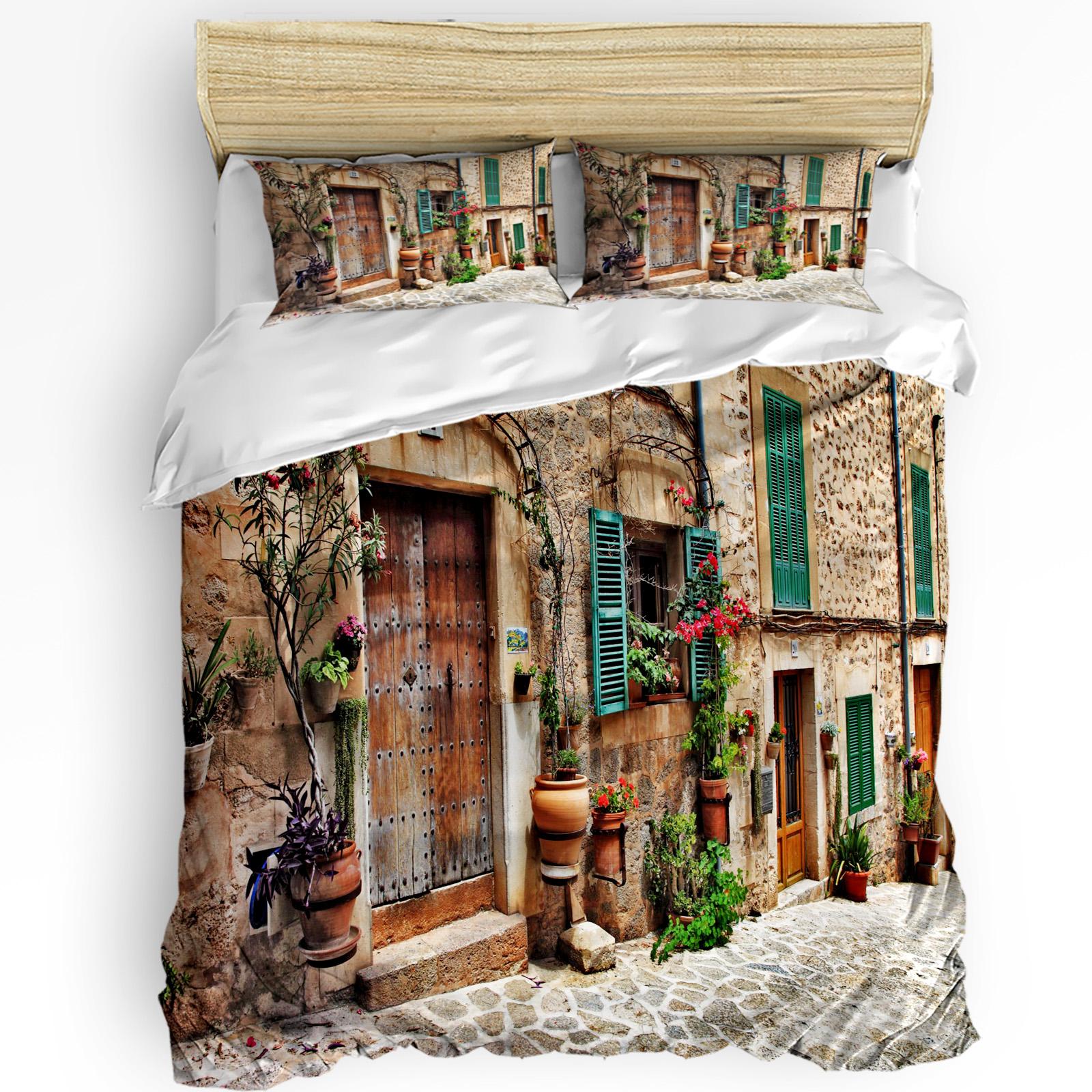 

Red Telephone Booth On The English Street 3pcs Bedding Set For Double Bed Home Textile Duvet Cover Quilt Cover Pillowcase EU single(135x200cm)
