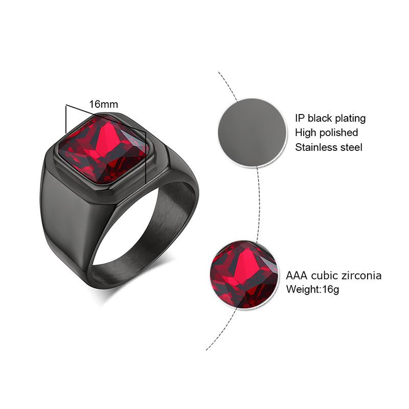 Vnox Stilfulde Firkantede Naturstens Seglringe til Mænd, Rustfrit Stål Metal Fingerring Festgave Smykker