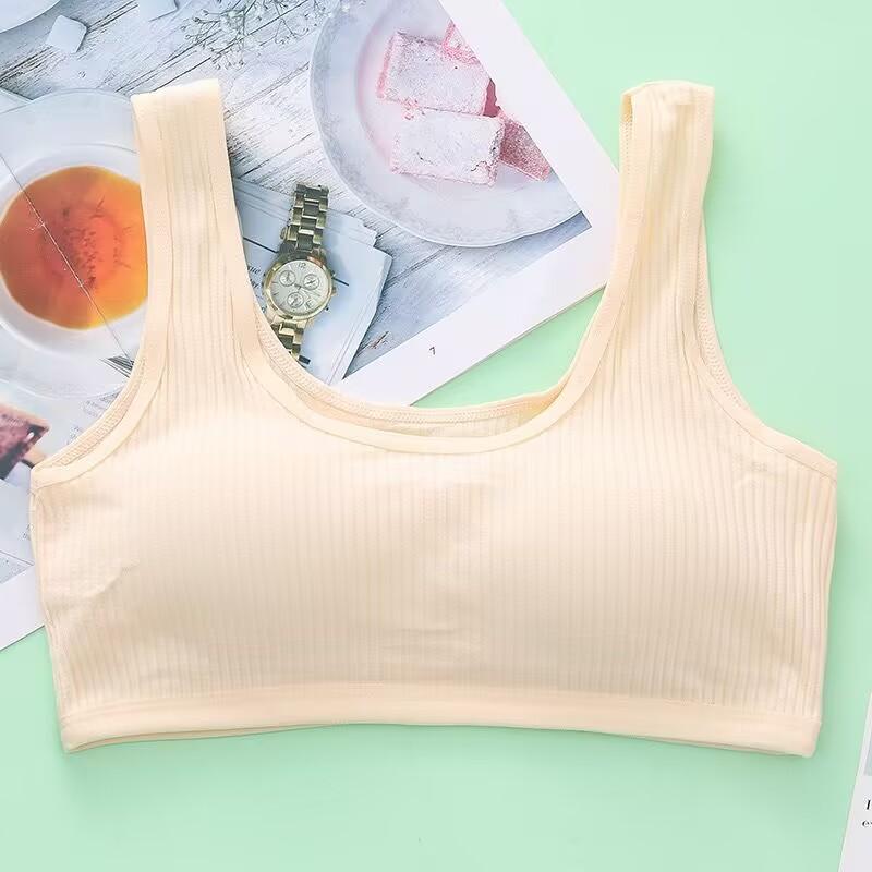 

Бюстгальтер для девочек подросткового возраста, детский жилет, дышащее нижнее белье, топы без рукавов для девочек, бесшовные моющиеся бюстгальтеры с мягкой подкладкой для подростков one size бежевый