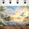 2D White Dove Lake Backdrop Wedding & Baptism Photography Background