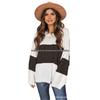 2026 New Commuting Plus Size Round Neck Color Block Stripe Knit Sweater for Women