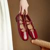 Fashion New Women's Genuine Leather, Sheepskin, Patent Leather, Crossed Loose Buckle with Low Heel Mary Jane Shoes, Single Shoe