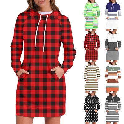 Womens Sweatshirt Dress Long Sleeve Hoodies Dresses Casual Hoodie With Pockets Fall And Winter