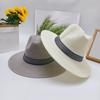Men Summer Fisherman Hat Hollow Straw Weaving Full Face Sun Protection Wide Brim Western Cowboy Hat with Black Ribbon Decor Foldable Beach Hat