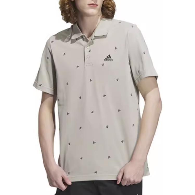 Adidas Polo Shirts Men's Gray Polo Collar Moderate Straight Fit IA8153
