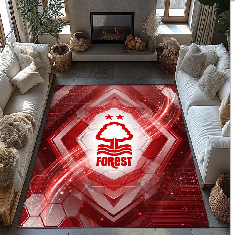 Tappeto in Velluto di Cristallo con Stampa Calcio Nottingham Forest, Comodo Assorbente d'Acqua Antiscivolo Tappeto per Pavimenti Interni