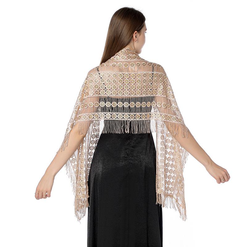 Luxury Sequin Embroidery Shawl with Fringe - Perfect for Brides, Bridesmaids, Weddings, and Evening Gowns