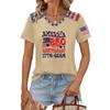 Women's Casual V Neck Short Sleeve Pullover T Shirt Top American Flag Print 250th Anniversary Graphic Tee Lightweight Comfortable