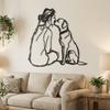 Minimalist Woman And Dog Wall Decor 2D Flat Line Art Metal Decor Modern Wall Decor  Modern Home