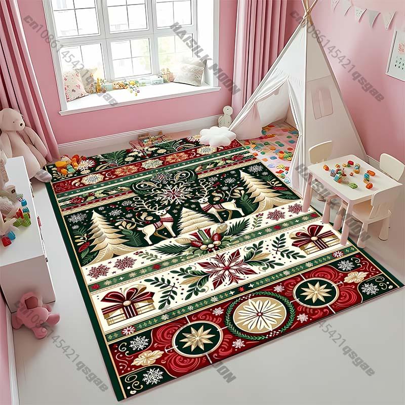 

Christmas Large Area Rug Non-Slip Low Pile Carpet for Living Room Bedroom Kitchen Dining Indoor Door Mat Kids Gifts 40x60cm (16x24in)