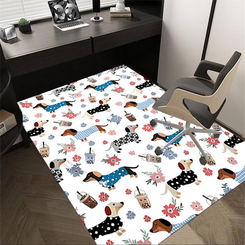 

1PC Dachshund Flowers Non-Slip Floor Carpet Compatible for Office&Living Room&Bedroom&Dining room - Flat-Weave Machine-W316 60cm by 90cm
