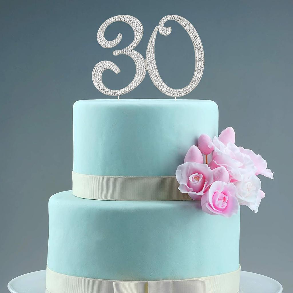 60 Sparkly Rhinestone Decoration Cake Topper - Premium Silver Metal - 60th Birthday or Anniversary Party Makes a Great Centerpie