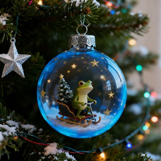 2026 Christmas Ball Ornament Set Handcrafted 3D Frog Ornament Different Frogs Theme Holiday Decorations