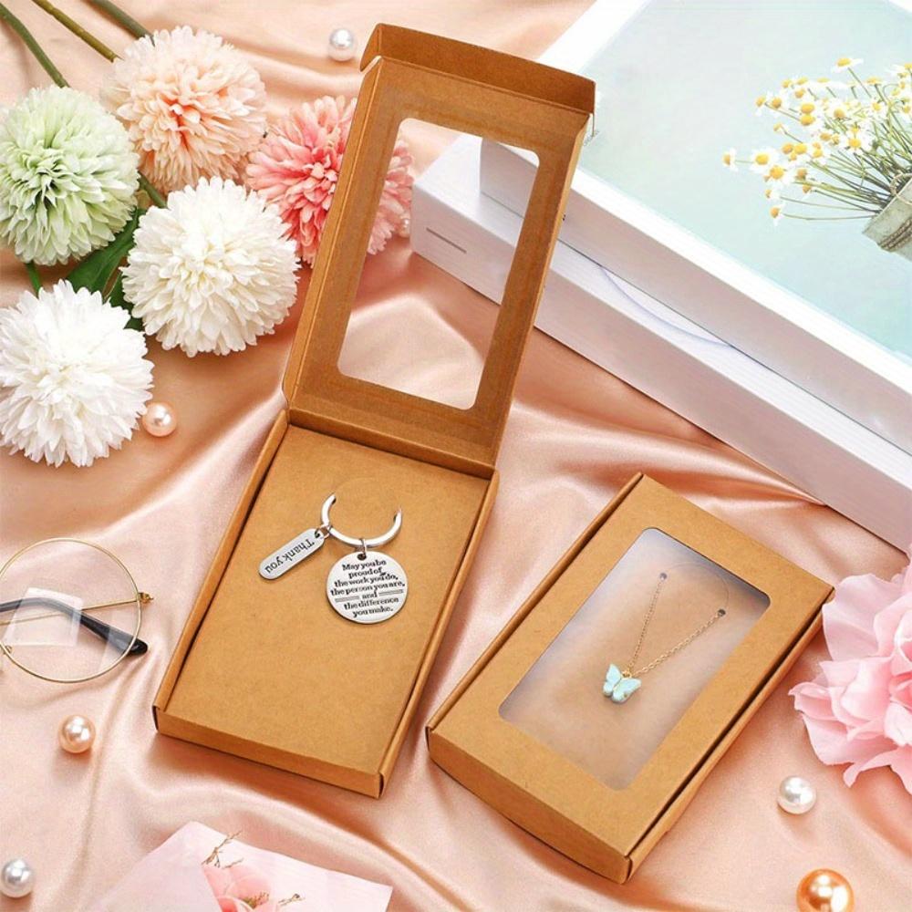 20pcs Jewelry Gift Boxes Treat Boxes with Window Foldable Party Favor Boxes Gift Wrap Box Jewelry Boxes for Necklace Earring Pendant Packaging Box