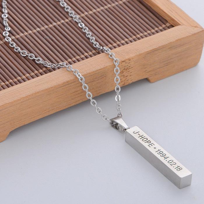 BTS Kugelsichere Jugendliga Titanstahl Halskette - Vertikaler Stab & Schlangenkettendesign