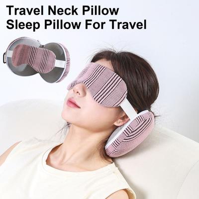 2-in-1 Nackenkissen Reise-Nackenkissen mit Schlafmaske Mit Reißverschluss Tragbares Nackenstützkissen Reduziert