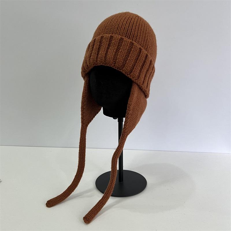 Winter Face Small Lei Feng Hat Women's Knitted Wool Hat Winter Belt Cycling Flying Hat Thermal Ear Hat