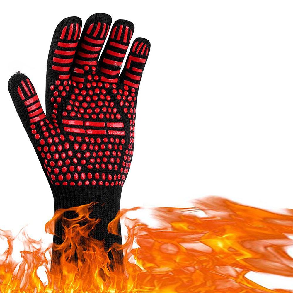 800℃ Heat Resistant Gloves BBQ Oven Mitts - Silicone Non-Slip Kitchen Baking Microwave Fireproof Grilling Gloves