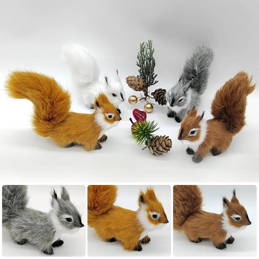 Simulation Eichhörnchen Tierfiguren Miniaturen Künstliche Gefälschte Eichhörnchen Garten Baum Ornamente Hause Weihnachten Tisch Dekoration