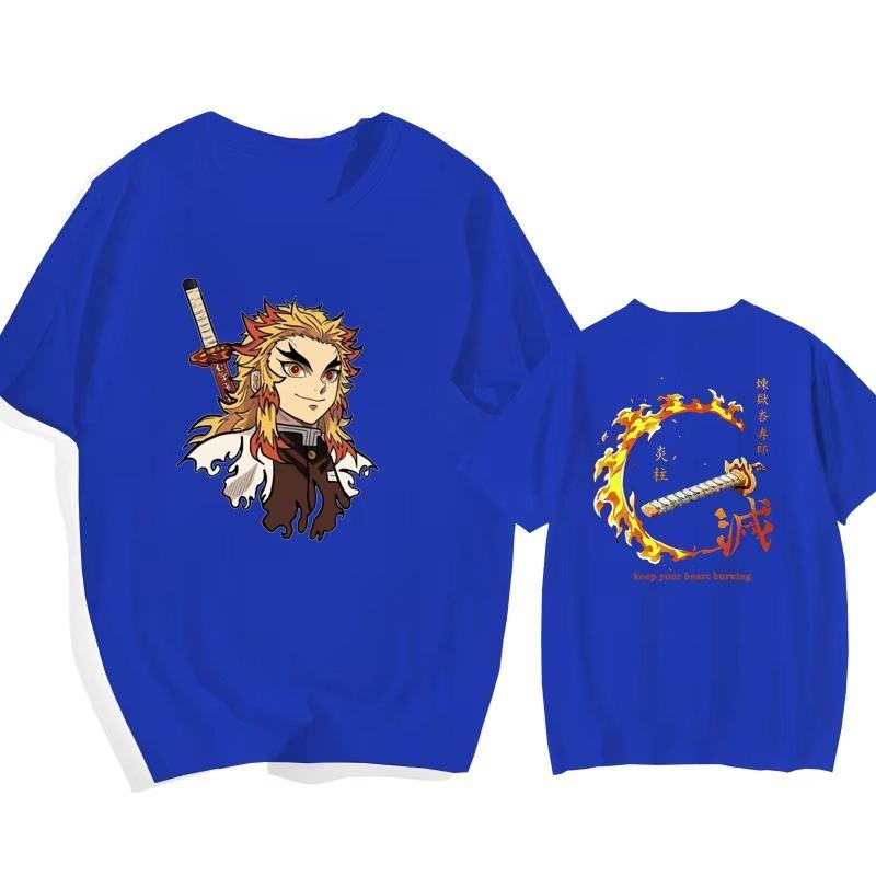 New Men Cool Rengoku Kyoujurou Print T-Shirt Y2K Harajuku High Quality Top Summer Cotton O-Neck Hip Hop Streetwear Casual Trendy