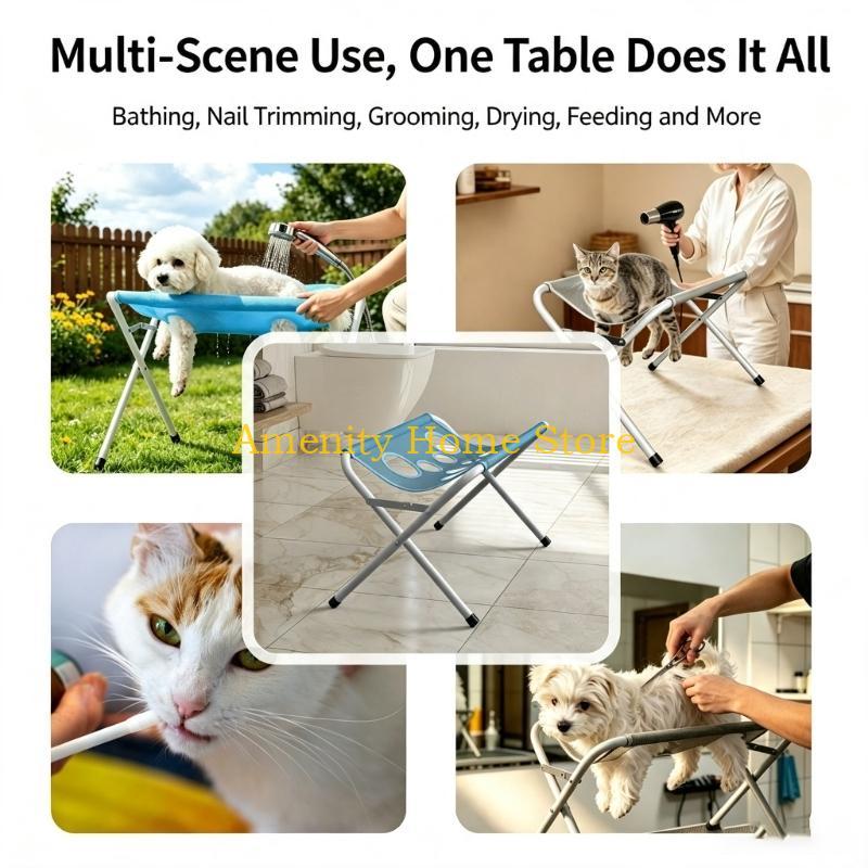 F26C Pet Dog Cats Cleaning Restraint Frame Grooming Stand Foldable Design Bathing Rack
