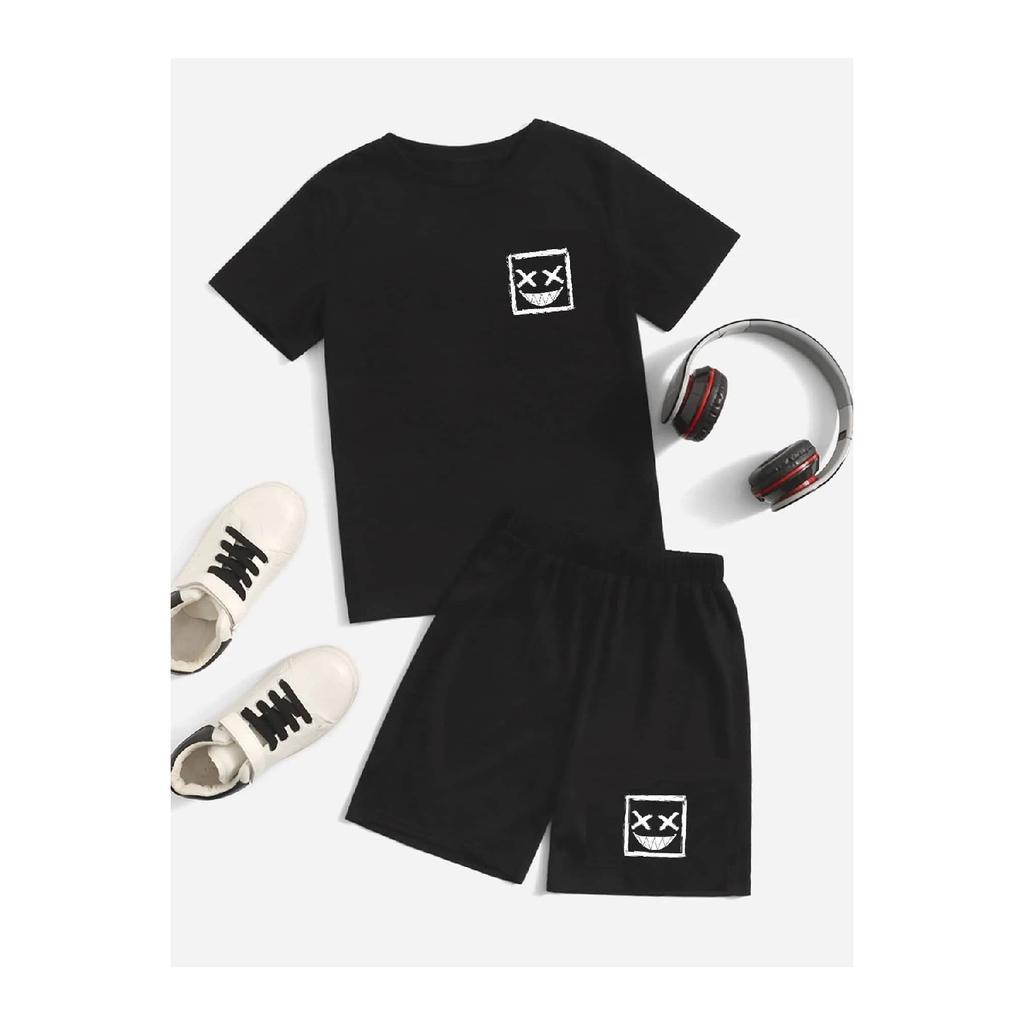Echipa de pantaloni scurți imprimați fete/băieți negre