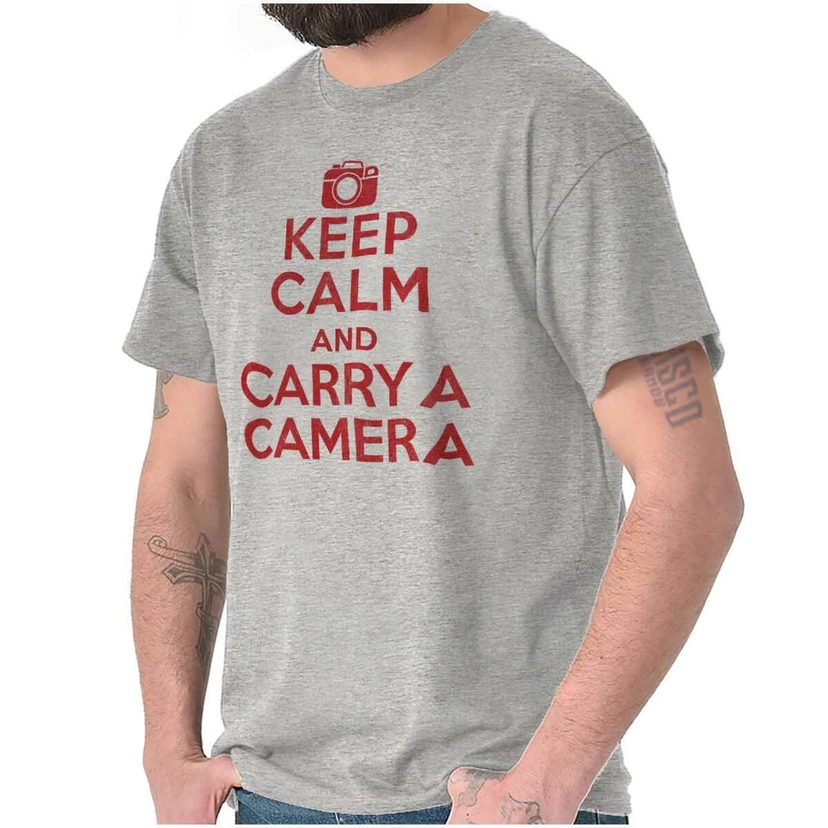 Keep Calm Photographer Gifts Best New Funny Womens or Mens Crewneck T Shirt Tee L