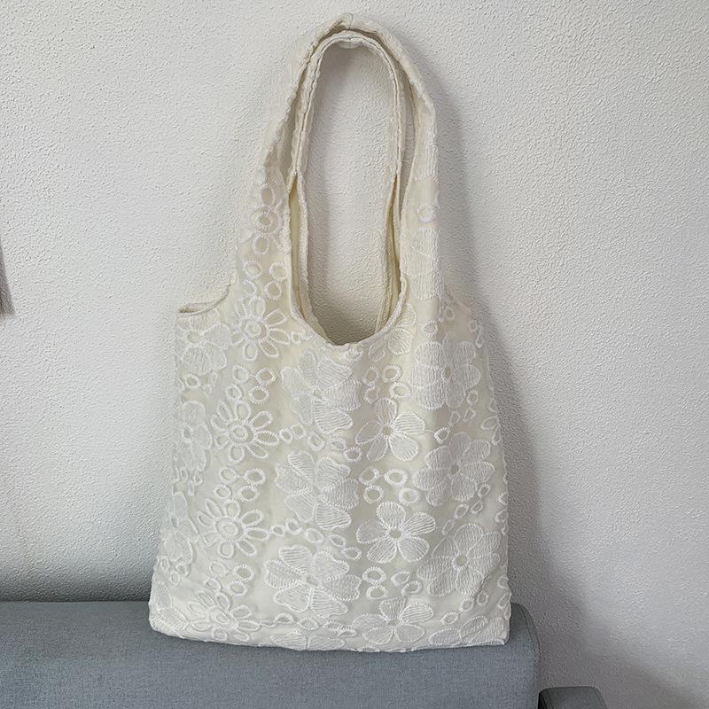 Sevimli Çiçekler ve Kelebekler ile Tembel Stil Kadın Kanvas Tote Çanta - Üniversite Öğrencileri için Geniş Kapasiteli Omuz El Çantası