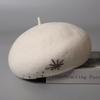 Hat Women's Hat Felt Hat Pure Wool Soft Beret Women's Autumn and Winter Fashion Show Face Small Black Bud Hat