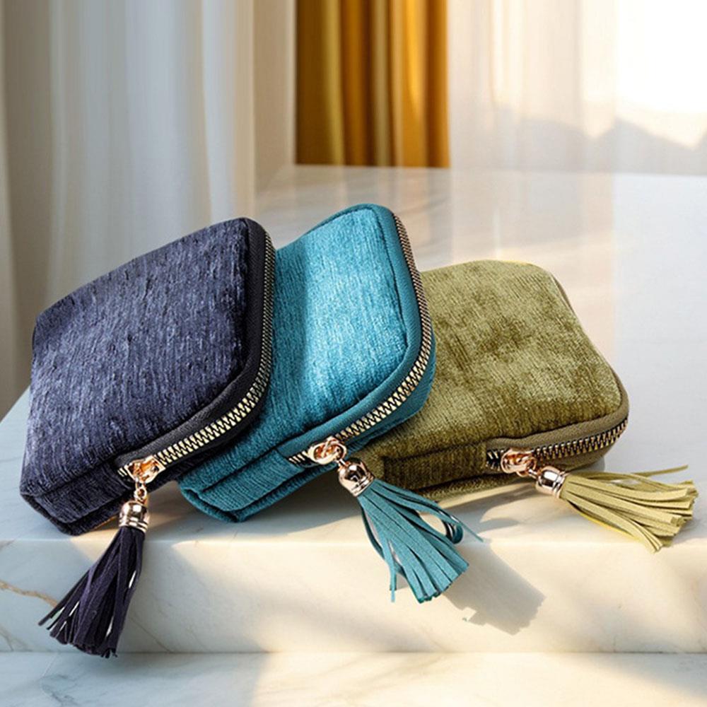 Portable Travel Jewelry Storage Bag Multi-layer Tassel Crystal Bracelet Storage Pouch Handheld Wallet Bracelet Jewelry Bags