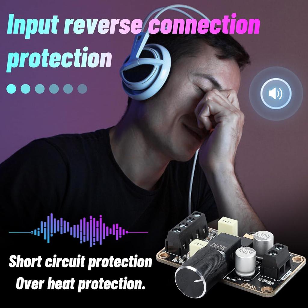 DROK 5W+5W Mini Audio Amplifier Board PAM8406 DC 5V Digital Stereo Power Amp 2.0 Dual Channel Class D Amplify Module for Speaker Sound System DIY