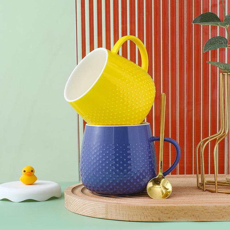 Geprägte Teetasse Keramiktasse 380ml Haushaltsmilchtasse Tasse für Kaffee Trinkgeschirr Originaltassen Personalisiertes Geschenk Frühstückstassen Bar
