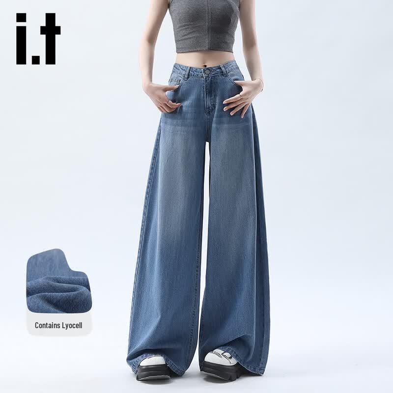 izzue it Women s High-Waisted Loose Straight Tencel Lyocell Jeans S