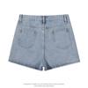 Women High Waist Wrap Denim Skort Light Blue Casual Jean Skirt Shorts