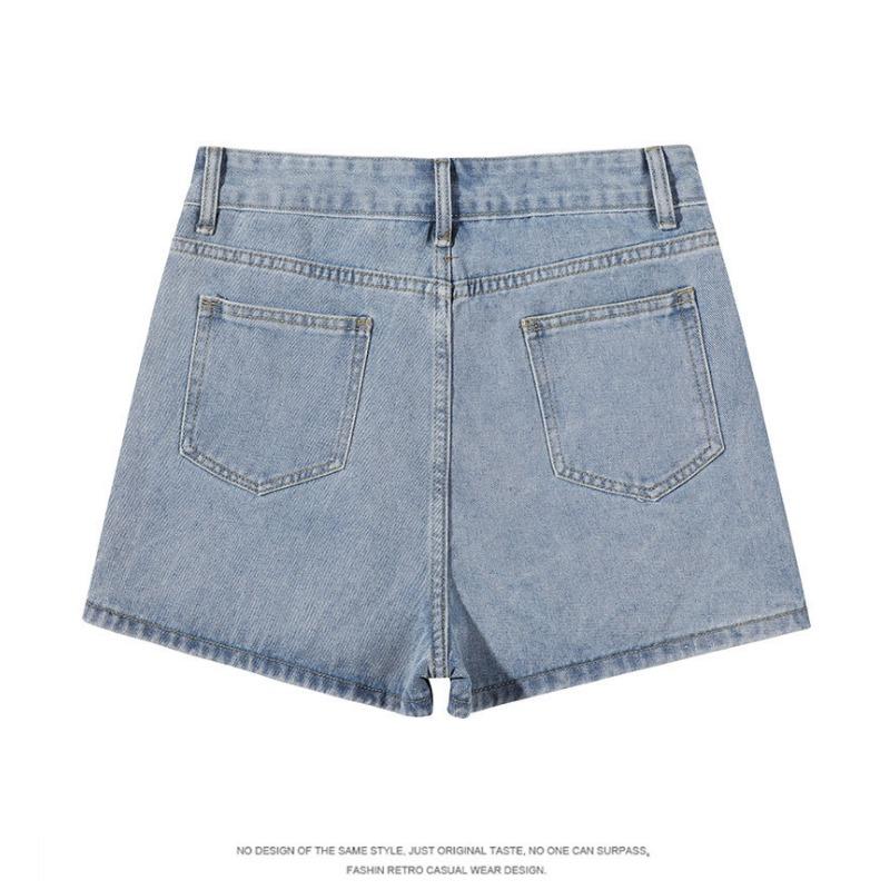 Women High Waist Wrap Denim Skort Light Blue Casual Jean Skirt Shorts