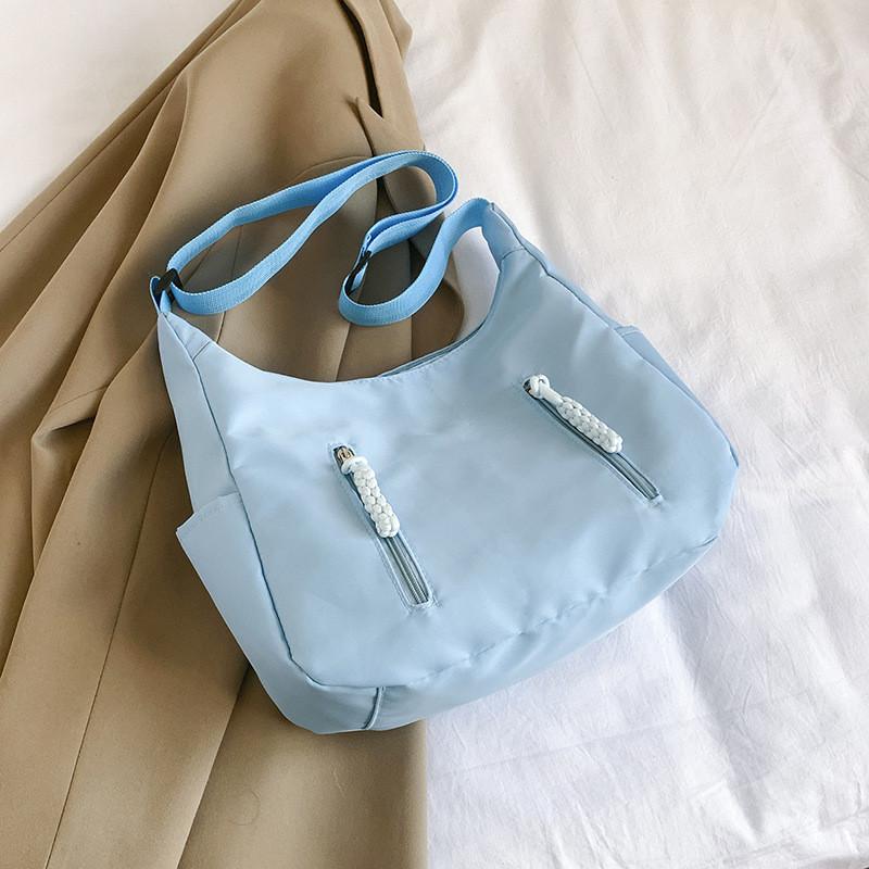 Spacious Nylon Tote Bag For Women Stylish Summer Commuter Shoulder Bag In Black Red Beige And Blue