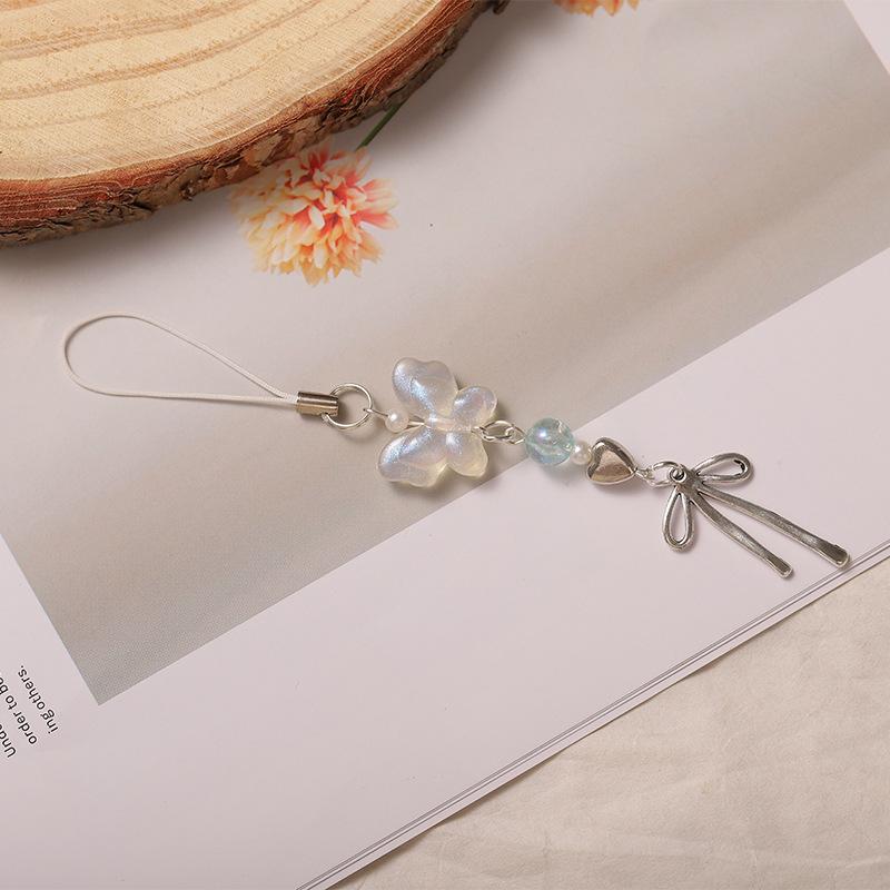 Simple wind flash butterfly silver alloy streamer mobile phone chain pendant bag pendant card book hanging chain card bag pendant