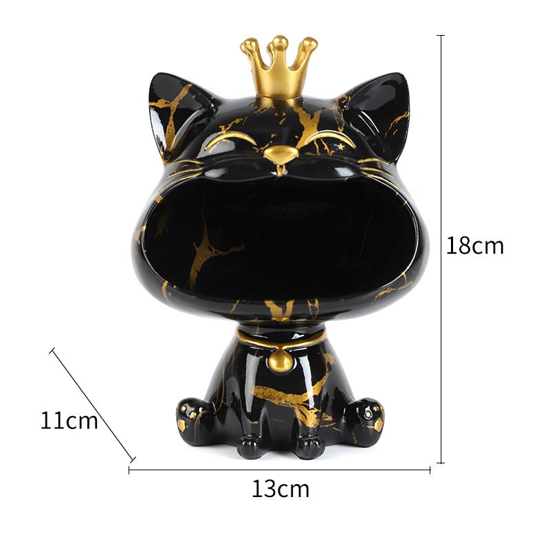 Graffiti Big Mouths Cat Figurine Resin Animal Statue Desktop Keys Candy Storage Box Home Entrance Office Living Room Decoration