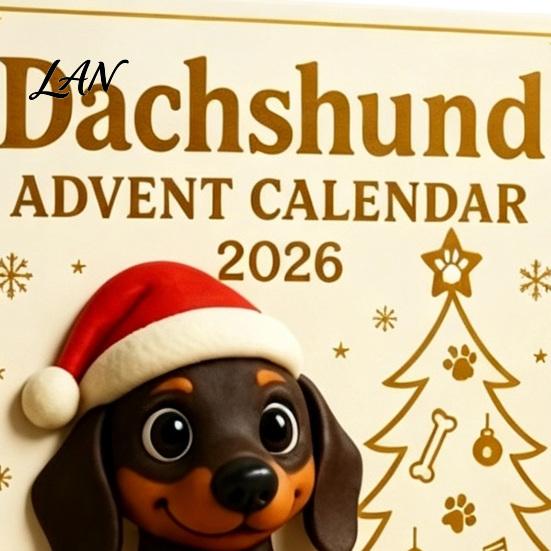 Creative Pet Themed Gifts 2026 Dachshund Advent Calendar, 24 Days 3D Collectible Dog Figures, Lovers Holiday Countdown Gift Puppy Ornaments Christmas