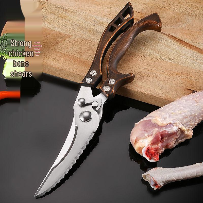 

Сверхпрочные кухонные ножницы, одобренные знаменитостями: Многофункциональная нержавеющая сталь для куриных костей, гуся и рыбы.