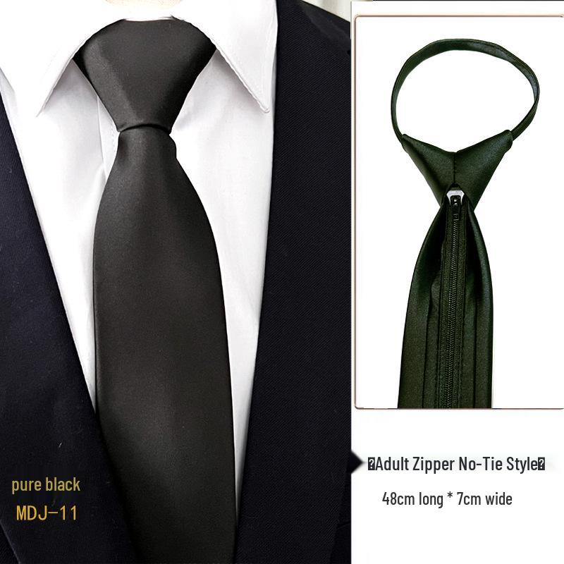 Men's 7cm Easy-Pull Zipper Tie, 1200-Needle Yarn-Dyed Polyester