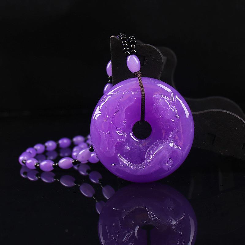 Retro Imitation Amber Necklace For Men And Women Purple Beaded Long Pendant Sweater Chain Mother'S Day Gift