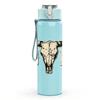 1PC Bull Cow Skull Western Style Print 750ml Color Plastic Sports Water Bottle Leakproof Flip Straw Lid Suitable for Sports Office Home Use